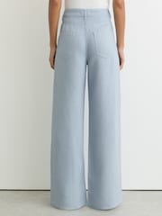Reiss Blue Carmen Lyocell-Linen Wide-Leg Trousers - Image 5 of 6