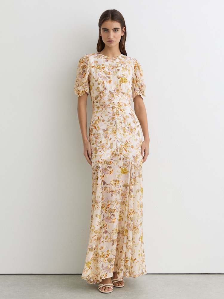 Reiss Naia - Ivory Naia Floral-print Metallic-thread Maxi Dress, 8 Reiss Naia - Ivory Naia Floral-print Metallic-thread Maxi Dress, 8