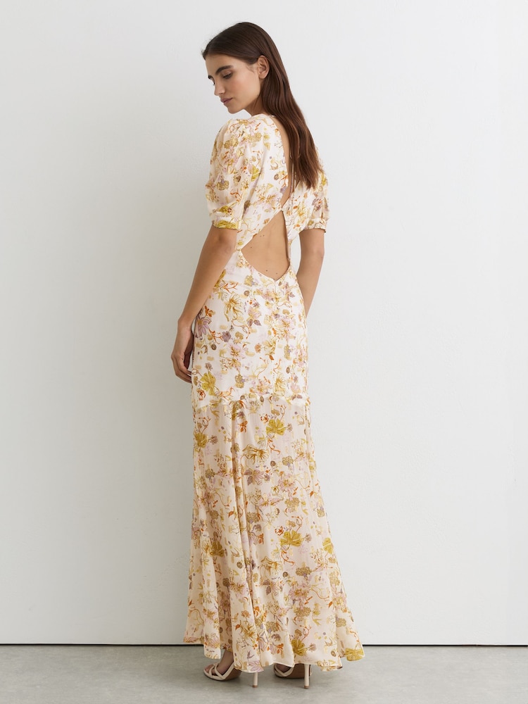 Reiss Naia - Ivory Naia Floral-print Metallic-thread Maxi Dress, 8 Reiss Naia - Ivory Naia Floral-print Metallic-thread Maxi Dress, 8