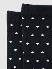 Reiss Navy Dotty Cotton-Blend Polka-Dot Socks - Image 3 of 3