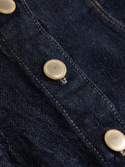 Indigoblau - Gold Button-Through Denim Mini Skirt - Bild 2 von 3
