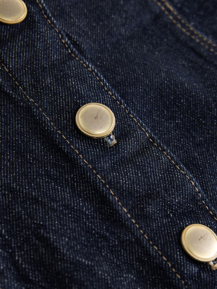 Indigoblau - Gold Button-Through Denim Mini Skirt - Bild 2 von 3 Indigoblau - Gold Button-Through Denim Mini Skirt - Bild 2 von 3