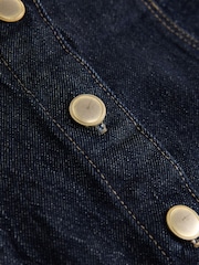 Indigo Blue Gold Button-Through Denim Mini Skirt - Image 6 of 7