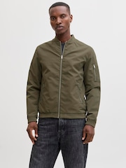 JACK & JONES Brown Bomber Jacket - Image 1 of 5