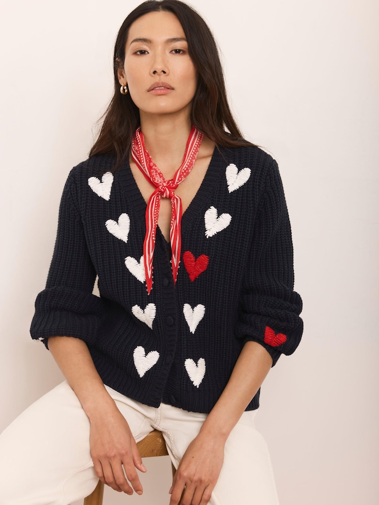Mint Velvet Blue Heart Embroidered Cardigan - Image 2 of 8