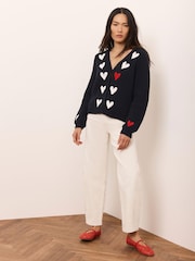 Mint Velvet Blue Heart Embroidered Cardigan - Image 3 of 8