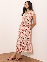 Mint Velvet Red Print Midi Dress - Image 1 of 8