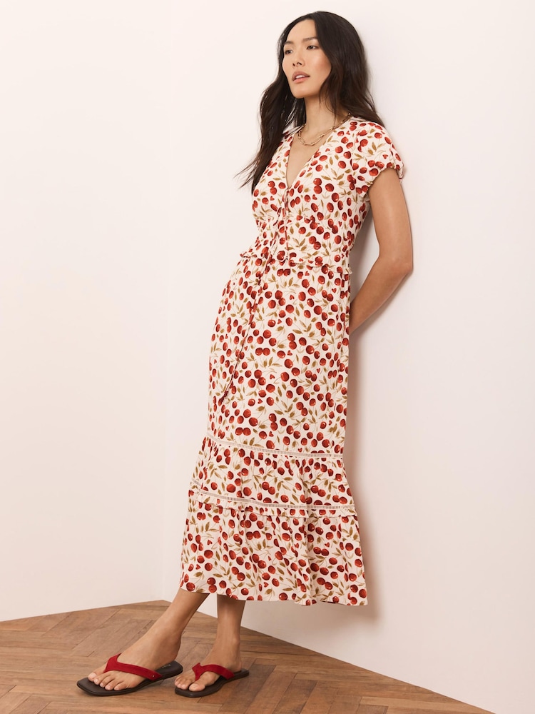 Mint Velvet Red Print Midi Dress - Image 1 of 8