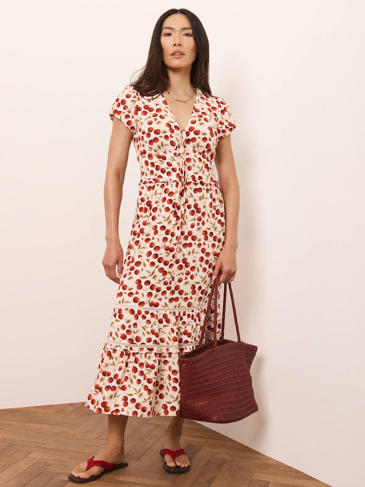 Mint Velvet Red Print Midi Dress - Image 2 of 8