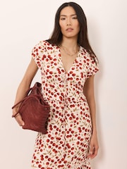 Mint Velvet Red Print Midi Dress - Image 3 of 8