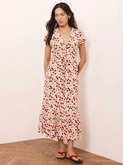 Mint Velvet Red Print Midi Dress - Image 4 of 8
