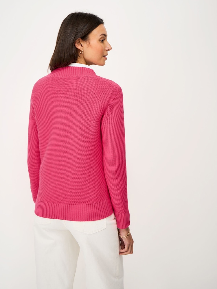 Crew Clothing Pink Lauren V-Neck Cotton Jumper - Image 2 of 5
