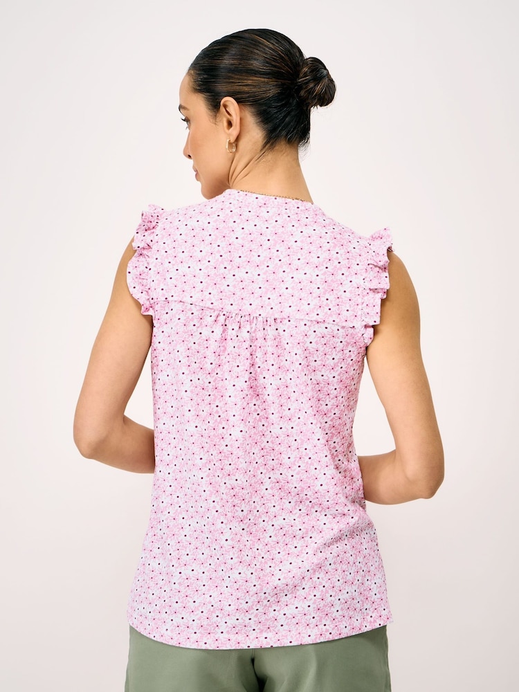 Crew Clothing Pink Lydia Cotton-Linen Blouse - Image 2 of 5