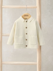 Mamas & Papas White Collared Knitted Cardigan - Image 1 of 2