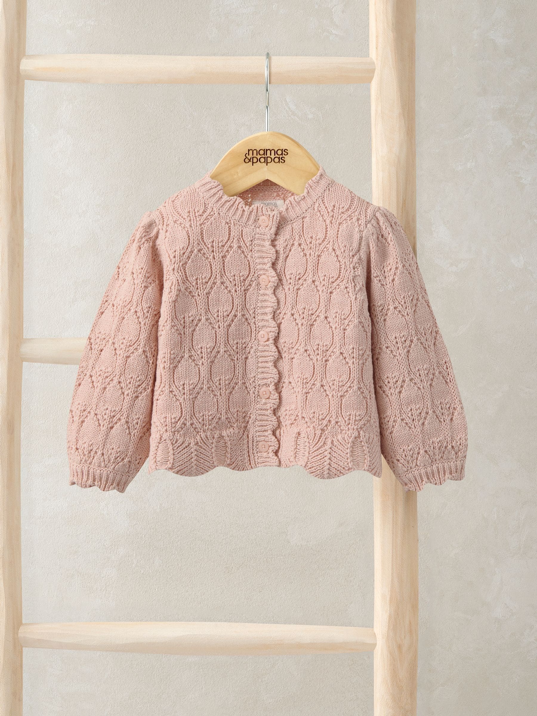 Mamas & Papas Baby Girls Fancy Delicate Knit Cardigan, Pink, Size 6-9 Months - Image 3