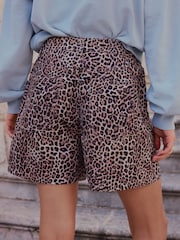 Leopard High Rise A-Line Denim Shorts - Image 3 of 4