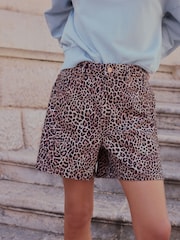 Leopard High Rise A-Line Denim Shorts - Image 4 of 4