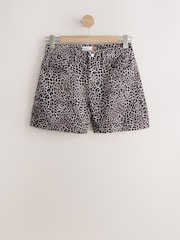 Leopard High Rise A-Line Denim Shorts - Image 5 of 7
