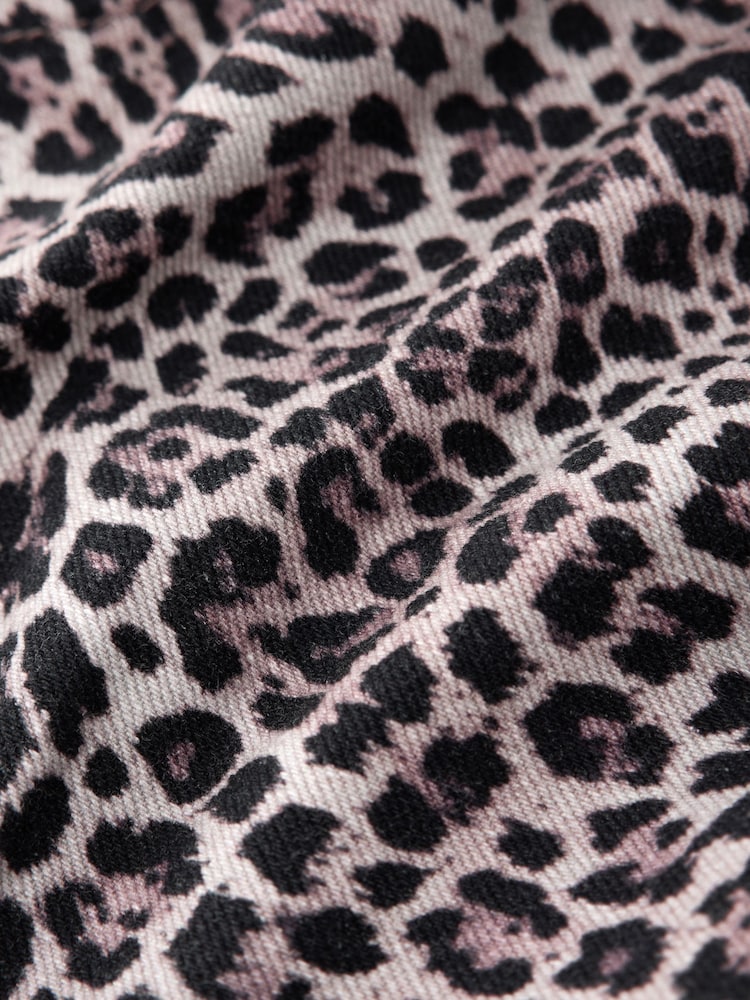 Leopard High Rise A-Line Denim Shorts - Image 7 of 7 Leopard High Rise A-Line Denim Shorts - Image 7 of 7