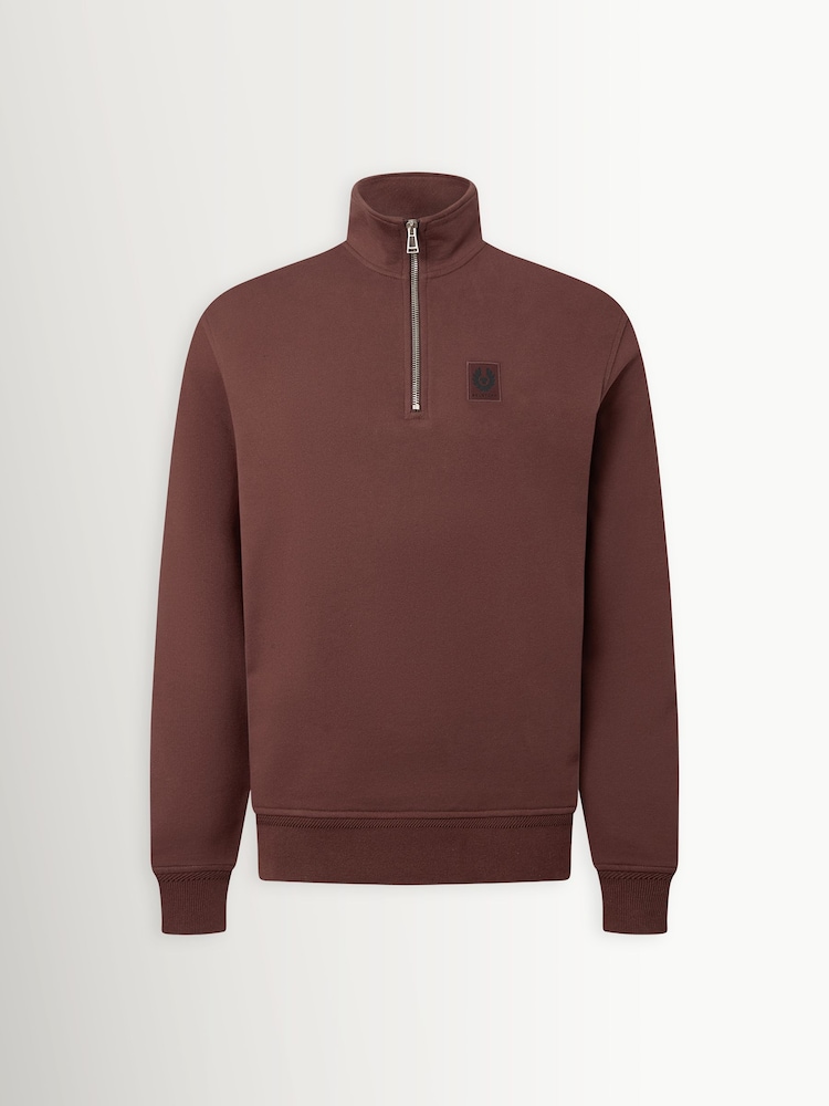 Sarkans - Belstaff ceturtdaļas rāvējslēdzēja sporta krekls ar logotipu - Attēls 1 no 3