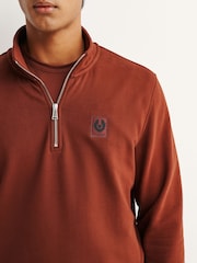 Belstaff Red Classic Fleece Quarter Zip Sweatshirt - Image 5 of 8