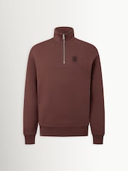 Belstaff Red Classic Fleece Quarter Zip Sweatshirt - Image 6 of 8