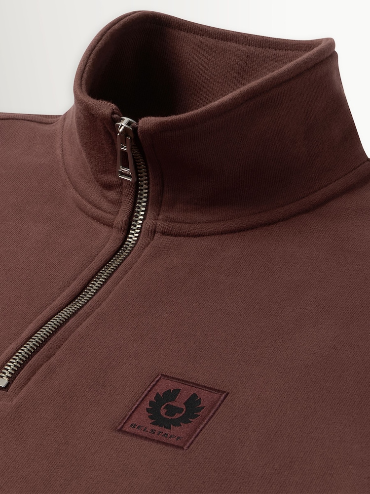 Belstaff Red Classic Fleece Quarter Zip Sweatshirt - Image 8 of 8 Belstaff Red Classic Fleece Quarter Zip Sweatshirt - Image 8 of 8