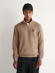 Belstaff Brown Quarter Zip Logo Sweatshirt - Image 1 of 4