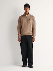 Belstaff Brown Quarter Zip Logo Sweatshirt - Image 3 of 4