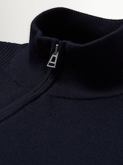 Belstaff Blue Colden Merino Quarter Zip Jumper - Image 3 of 3