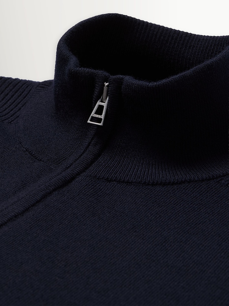 Belstaff Blue Colden Merino Quarter Zip Jumper - Image 3 of 3