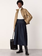 Whistles Blue Waisted Midi Skirt - Image 1 of 5