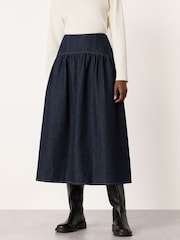 Whistles Blue Waisted Midi Skirt - Image 2 of 5
