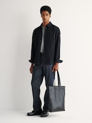 Melns - Belstaff Outpost kokvilnas krekls ar siļķu kaula rakstu - Attēls 3 no 5