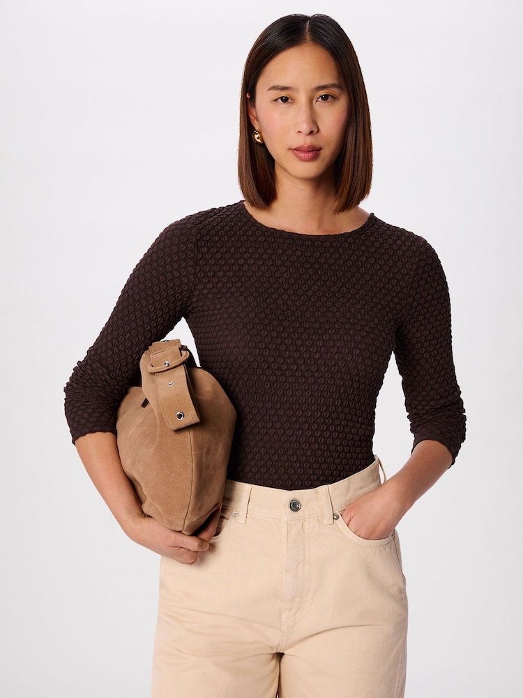 Whistles Brown Textured Circle Jersey Top - Image 1 of 4