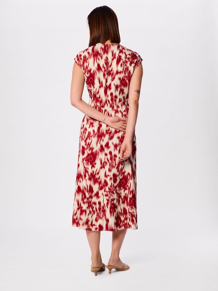 Whistles Red Blurred Floral Crepe Dress - Image 2 of 5