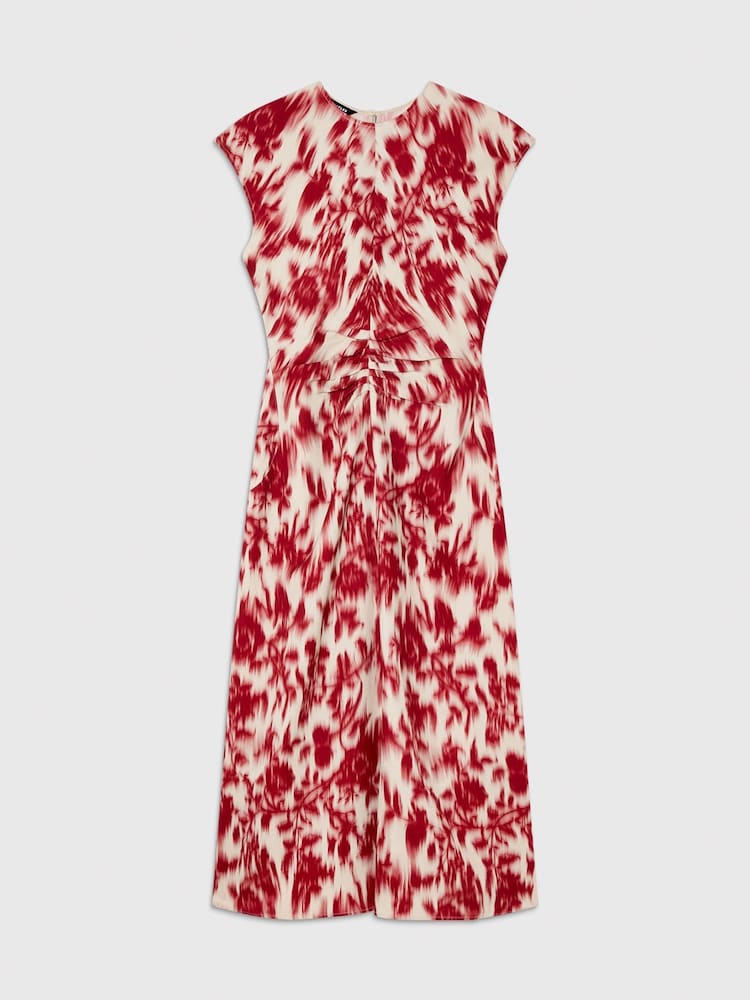 Whistles Red Blurred Floral Crepe Dress - Image 5 of 5
