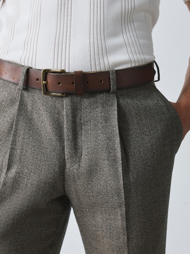 Aged Brown Casual Leather Belt - Image 1 of 4 Aged Brown Casual Leather Belt - Image 1 of 4