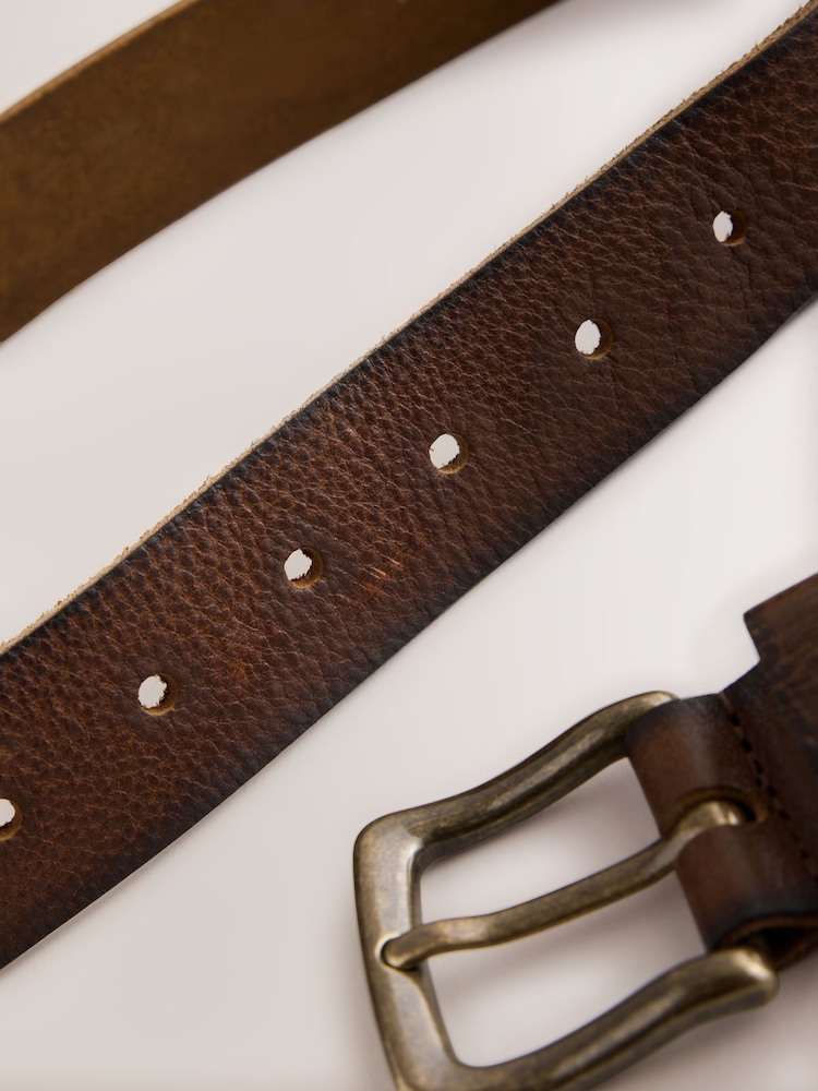 Aged Brown Casual Leather Belt - Image 4 of 4 Aged Brown Casual Leather Belt - Image 4 of 4