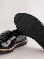 Black Patent Wide Fit (G) Fringe Loafer School Shoes - Image 3 of 5