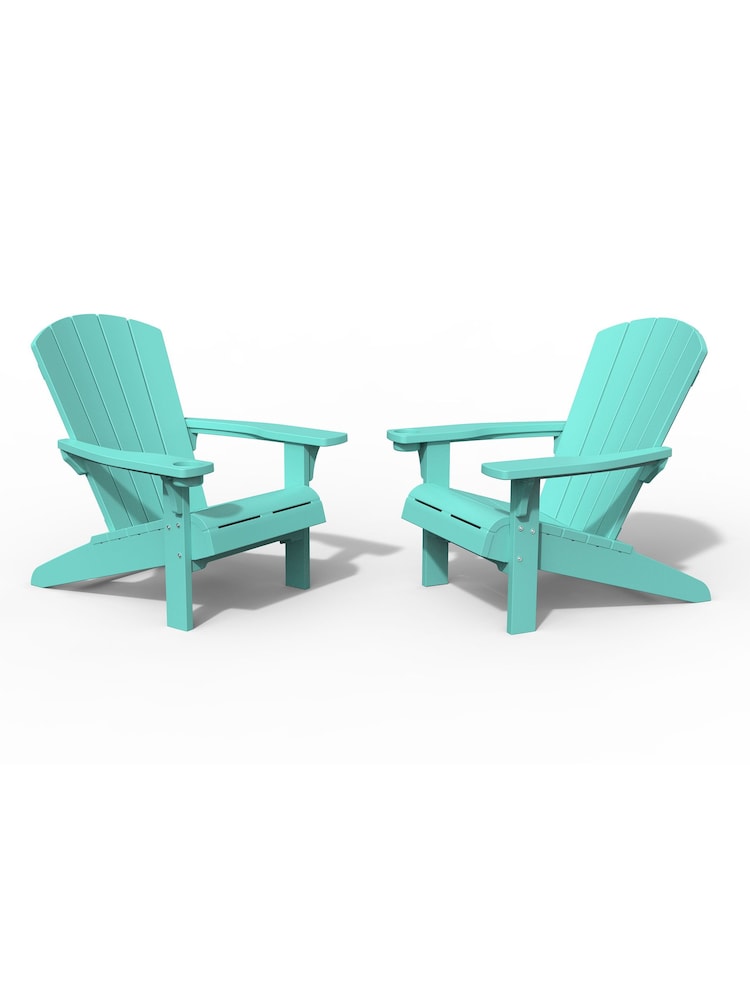 Keter Set of 2 Aqua Teal Blue Alpine Adirondack Garden Chairs - Image 6 of 6 Keter Set of 2 Aqua Teal Blue Alpine Adirondack Garden Chairs - Image 6 of 6