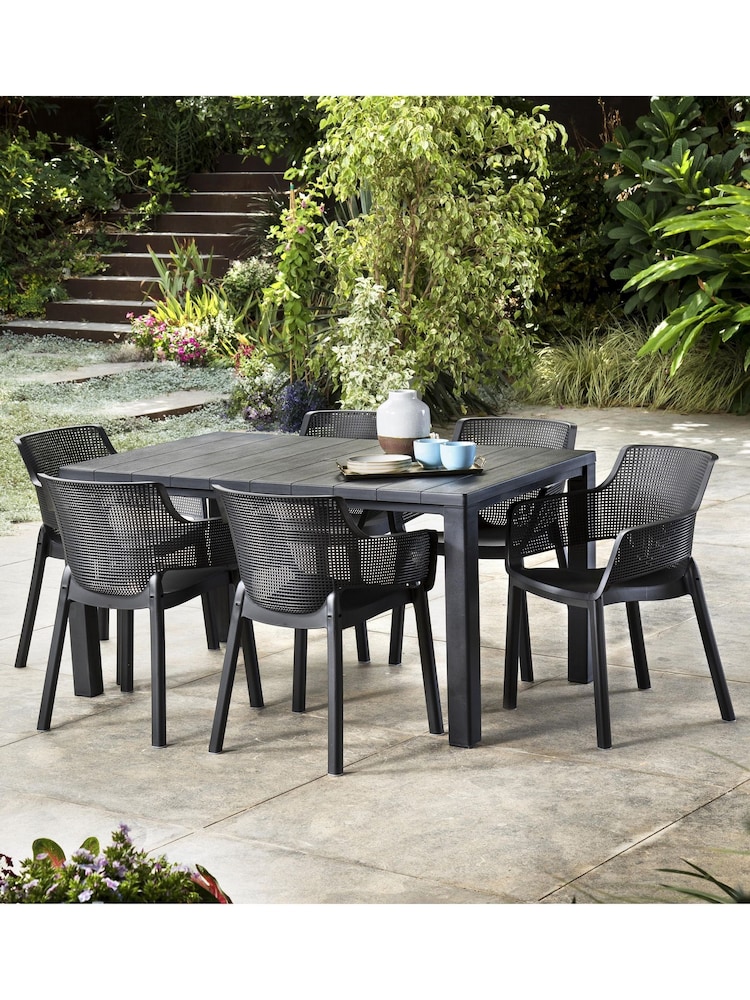 Keter Grey Julie Garden Table and 6 Elisa Chairs - Image 1 of 5