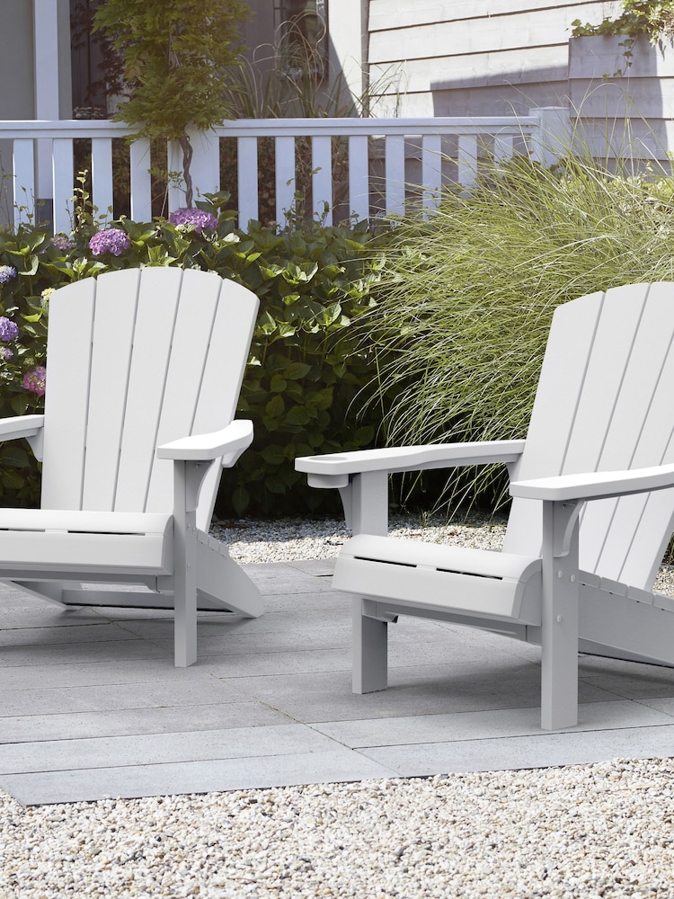Keter Set of 2 White Alpine Adirondack Garden Chairs - Image 1 of 6