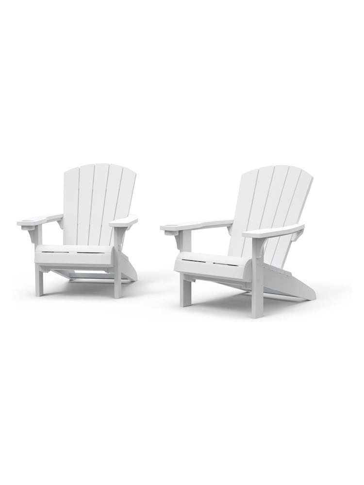 Keter Set of 2 White Alpine Adirondack Garden Chairs - Image 6 of 6