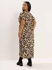 Yours Curve Brown Frill Sleeve Dress - Image 3 of 5