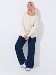 Yours Curve Natural Limited Long Sleeve Button Knitted Top - Image 3 of 6