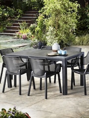 Keter Grey Julie 6 Seater Garden Dining Table - Image 1 of 6