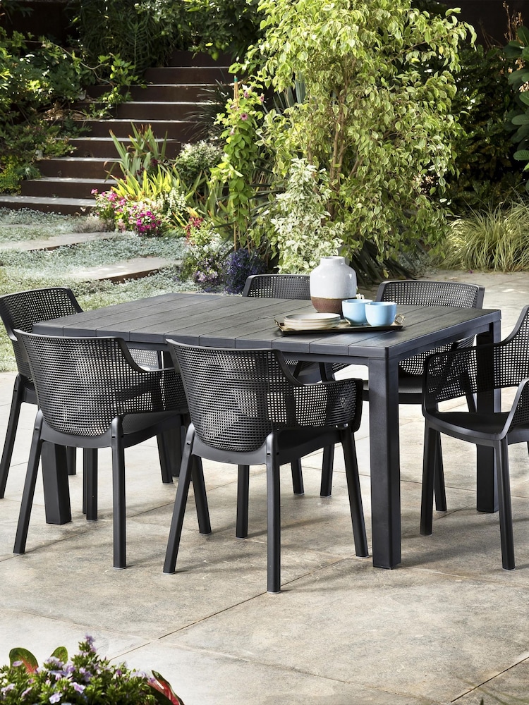 Keter Grey Julie 6 Seater Garden Dining Table - Image 1 of 6