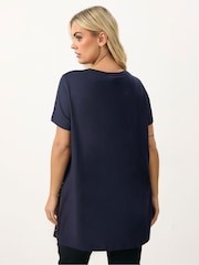 Yours Curve Blue Stud Embellished Top - Image 3 of 5