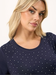 Yours Curve Blue Stud Embellished Top - Image 4 of 5
